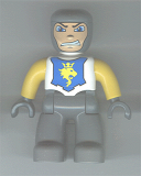LEGO 47394pb005 Duplo Figure Lego Ville, Male Castle, Dark Bluish Gray Legs, White Chest, Yellow Arms, Dark Bluish Gray Hands