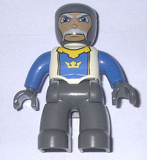 LEGO 47394pb007 Duplo Figure Lego Ville, Male Castle, Dark Bluish Gray Legs, White Chest, Blue Arms, Dark Bluish Gray Hands