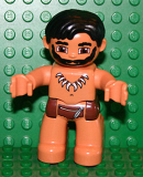 LEGO 47394pb097 Duplo Figure Lego Ville, Male, Flesh Legs, Reddish Brown Hips, Tooth Necklace Pattern, Black Beard (Caveman)