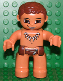 LEGO 47394pb098 Duplo Figure Lego Ville, Male, Flesh Legs, Reddish Brown Hips, Tooth Necklace Pattern, Reddish Brown Hair (Caveman)