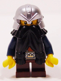 LEGO cas354 Fantasy Era - Dwarf, Black Beard, Metallic Silver Helmet with Studded Bands, Dark Blue Arms