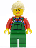 LEGO cty0059 Overalls Farmer Green, Tan Ponytail Hair