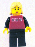 LEGO cty0119 Red Shirt with 3 Silver Logos, Dark Blue Arms, Dark Blue Legs, Tan Female Hair