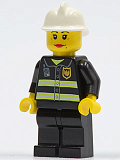 LEGO cty0120 Fire - Reflective Stripes, Black Legs, White Fire Helmet, Female