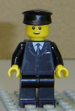 LEGO cty0145 Suit Black, Black Police Hat, Brown Eyebrows, Thin Grin