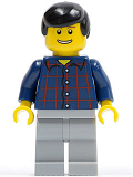LEGO cty0146 Plaid Button Shirt, Light Bluish Gray Legs, Black Male Hair