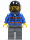 LEGO cty0152 Blue Jacket with Pockets and Orange Stripes, Dark Bluish Gray Legs, Black Helmet, Gray Beard