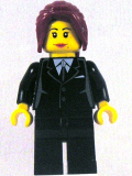 LEGO cty0183 Suit Black, Dark Red Hair Ponytail Long, Female Dual Sided Head