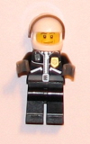 LEGO cty0242 Police - City Leather Jacket with Gold Badge, White Helmet, Trans-Black Visor, Black Eyebrows