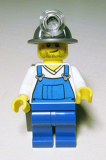 LEGO cty0310 Miner - Overalls Blue over V-Neck Shirt, Blue Legs, Mining Helmet, Crooked Smile and Scar