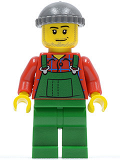 LEGO cty0326 Overalls Farmer Green, Dark Bluish Gray Knit Cap