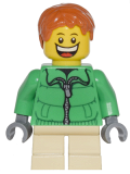 LEGO cty0328 Winter Jacket Zipper, Tan Short Legs, Dark Orange Short Tousled Hair