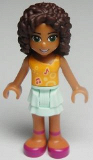LEGO frnd014 Friends Andrea, Light Aqua Layered Skirt, Bright Light Orange Top with Music Notes