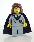 LEGO hp003 Hermione, Hogwarts Torso, Light Gray Legs, Black Cape with Stars