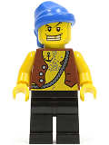 LEGO pi084 Pirate Vest and Anchor Tattoo, Black Legs, Blue Bandana, Gold Tooth