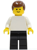 LEGO pln102 Plain White Torso with White Arms, Black Legs, Brown Male Hair