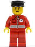LEGO post010 Post Office White Envelope and Stripe, Red Legs, Black Hat