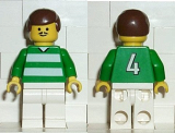 LEGO soc002 Soccer Player Green & White Team  #4 on Back