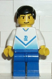 LEGO soc081 Soccer Player White & Blue Team with shirt  #2