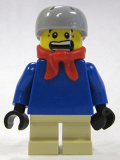 LEGO twn058 Plain Blue Torso with Blue Arms, Tan Short Legs, Light Bluish Gray Helmet, Bandana (10199)