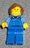 LEGO twn072 Overalls with Tools in Pocket Blue, Reddish Brown Hair Female Short Curled Ends