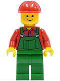 LEGO twn106 Overalls Farmer Green, Red Construction Helmet