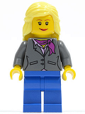 LEGO twn119 Dark Bluish Gray Jacket with Magenta Scarf, Blue Legs, Bright Light Yellow Female Hair Mid-Length