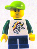 LEGO twn131 Classic Space Minifig Floating Pattern, Blue Short Legs, Lime Short Bill Cap