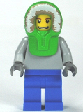 LEGO twn149 Plain Light Bluish Gray Torso, Blue Legs, Bright Green Hood
